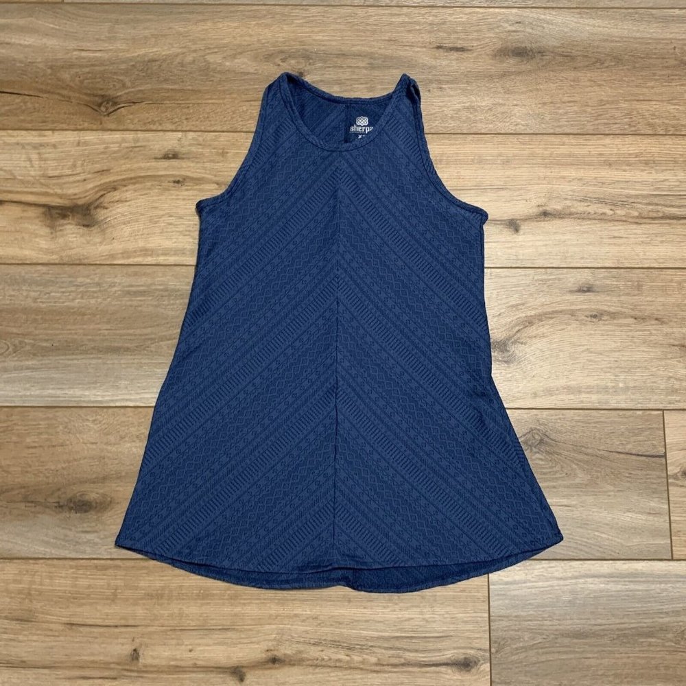 Women's Sherpa Adventure Gear Tank Top Size XS Woven Embroidered Blue Stretch